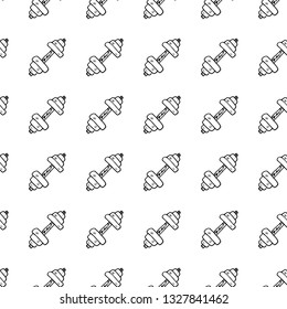 Handdrawn seamless pattern doodle barbell icon. Hand drawn black sketch. Sign symbol. Decoration element. White background. Isolated. Flat design. Vector illustration.