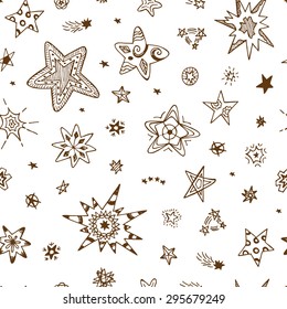 Hand-drawn seamless pattern with doodle stars
