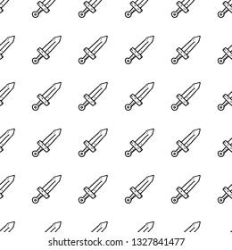 Handdrawn seamless pattern doodle sword icon. Hand drawn black sketch. Sign symbol. Decoration element. White background. Isolated. Flat design. Vector illustration.