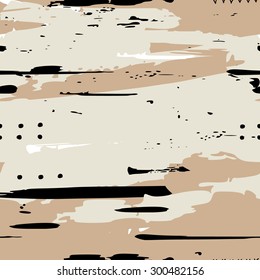 Hand-drawn seamless pattern dry swabs. Strokes and splashes of repeating texture.Vector illustration.