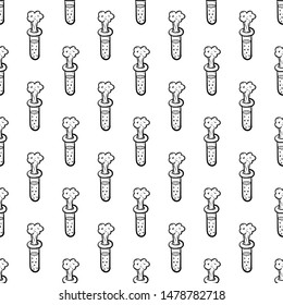 Handdrawn seamless pattern flask doodle icon. Hand drawn black sketch. Sign symbol. Decoration element. White background. Isolated. Flat design. Vector illustration.