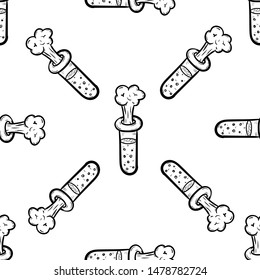 Handdrawn seamless pattern flask doodle icon. Hand drawn black sketch. Sign symbol. Decoration element. White background. Isolated. Flat design. Vector illustration.