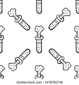 Handdrawn seamless pattern flask doodle icon. Hand drawn black sketch. Sign symbol. Decoration element. White background. Isolated. Flat design. Vector illustration.