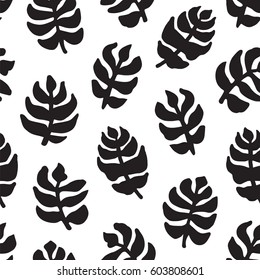 Hand-drawn seamless pattern with floral design. Ink illustration.
