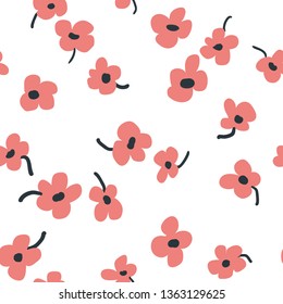 hand-drawn seamless pattern with flowers
