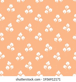 Hand-drawn seamless pattern with flowers. Colorful floral illustration for paper and gift wrap. Fabric print textured design. Creative stylish background.