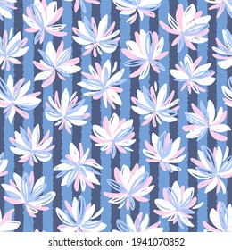 Hand-drawn seamless pattern with flowers. Colorful floral illustration for paper and gift wrap. Fabric print textured design. Creative stylish background.