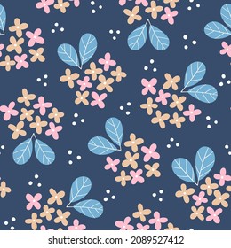 Hand-drawn seamless pattern with flowers. Colorful floral illustration for paper and gift wrap. Fabric print modern design. Creative stylish background.
