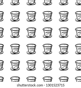 Handdrawn seamless pattern glass doodle icon. Hand drawn black sketch. Sign symbol. Decoration element. White background. Isolated. Flat design. Vector illustration.