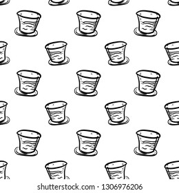 Handdrawn seamless pattern glass doodle icon. Hand drawn black sketch. Sign symbol. Decoration element. White background. Isolated. Flat design. Vector illustration.