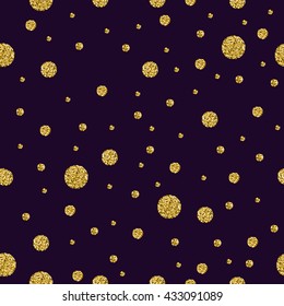 Hand-drawn seamless pattern with gold glitter polka dot. Used for kids background, blog, web design, scrapbooks, party or baby shower invitations and wedding cards, wrapping, wallpaper, textile