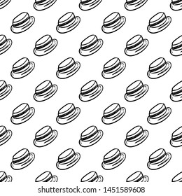 Handdrawn seamless pattern hat doodle icon. Hand drawn black sketch. Sign cartoon symbol. Decoration element. White background. Isolated. Flat design. Vector illustration.