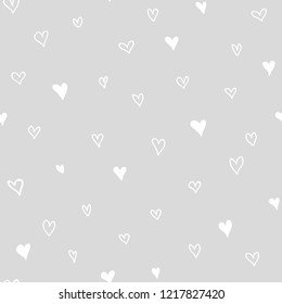 hand-drawn  seamless pattern with hearts