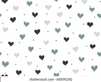 hand-drawn seamless pattern with hearts