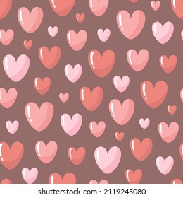 Hand-drawn seamless pattern with hearts. Creative stylish background for Valentine Day. Colorful illustration for paper and gift wrap. Fabric print modern design.