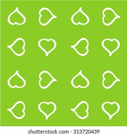 Hand-drawn seamless pattern with hearts on green background
