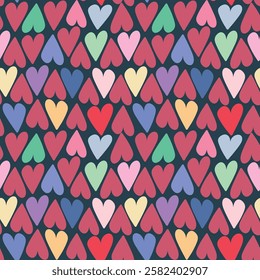 handdrawn seamless pattern with hearts and stars. Perfect for romantic design