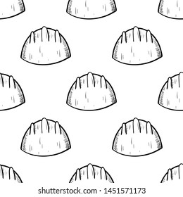 Handdrawn seamless pattern helmet doodle icon. Hand drawn black sketch. Sign cartoon symbol. Decoration element. White background. Isolated. Flat design. Vector illustration.