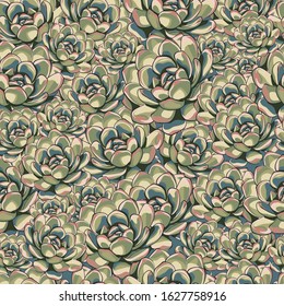 Hand-drawn seamless pattern with the image of flowers of succulents. Vector image for textile.
EPS-10
