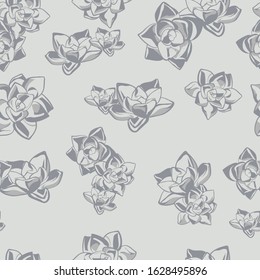 Hand-drawn seamless pattern with the image of flowers of succulents. Vector image for textile.
EPS-10