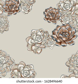 Hand-drawn seamless pattern with the image of flowers of succulents. Vector image for textile.
EPS-10
