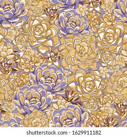 Hand-drawn seamless pattern with the image of flowers of succulents. Vector image for textile.
EPS-10