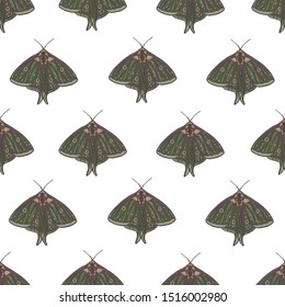 Hand-drawn seamless pattern. Insects on white background