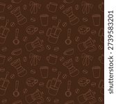Hand-drawn seamless pattern made of coffee equipment and coffee beans for cafe or coffee shop branding and packaging