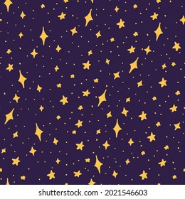 Patrón impecable dibujado a mano con estrellas mágicas. Concepto de Halloween.