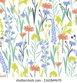 Hand-drawn seamless pattern with meadow grass.