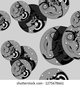 Hand-drawn seamless pattern of movements.Vector illustration.Designed for artistic background or the background of the poster.