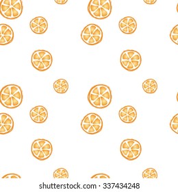 Hand-drawn seamless pattern of oranges. Vector illustration. Isolated from background.