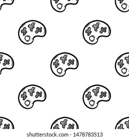 Handdrawn seamless pattern palette doodle icon. Hand drawn black sketch. Sign symbol. Decoration element. White background. Isolated. Flat design. Vector illustration.