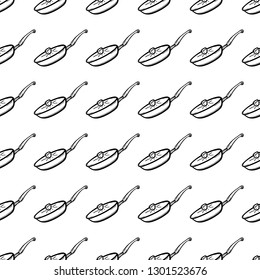 Handdrawn seamless pattern pan doodle icon. Hand drawn black sketch. Sign symbol. Decoration element. White background. Isolated. Flat design. Vector illustration.
