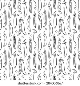 Hand-drawn seamless pattern with pease for your design / Vector illustration