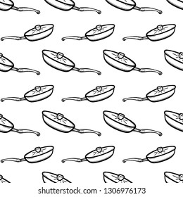 Handdrawn seamless pattern pepper doodle icon. Hand drawn black sketch. Sign symbol. Decoration element. White background. Isolated. Flat design. Vector illustration.