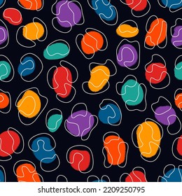 Handdrawn seamless pattern. Scribble lines motif. Scrawl doodle print. Freehand linear texture. Modern sketch background. Hand drawn amorphous outlines spots wallpaper. Vector abstract graphic