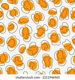 Handdrawn seamless pattern. Scribble lines motif. Scrawl doodle print. Freehand linear texture. Modern sketch background. Hand drawn amorphous outlines spots wallpaper. Vector abstract graphic