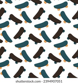 Patrón sin fisuras dibujado a mano para el patinaje. La textura del fondo del patinaje. Ilustración de garabatos para patinaje. Patrón de repetición sin fisuras del vector. Una tabla para montar