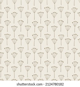 Hand-drawn seamless pattern with stylized wildflowers. Colorful floral illustration for paper and gift wrap. Fabric print textured design. Creative stylish background.