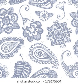 Hand-drawn seamless pattern. Vector illustration EPS 10. Grunge effect can be removed.