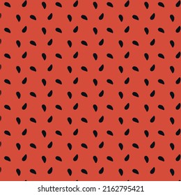 hand-drawn seamless pattern of watermelon seeds on a red background. vector illustration.