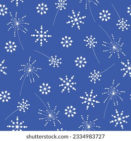 Hand-drawn seamless pattern with white holiday elements. Background for fabric, templates, wallpaper, cards.