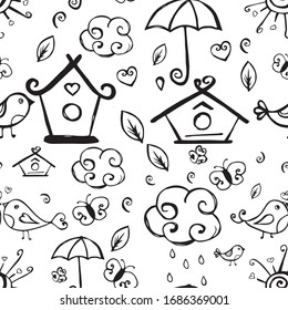 Hand-drawn seamless pattern without background.