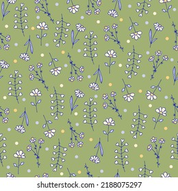 Hand-drawn seamless pattern with yellow flowers. Background for fabric, packaging paper, templates, wallpaper, cards.
