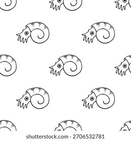 Dibujados a mano patrones sin fisuras con garabatos de temática animal en un estilo limpio de arte lineal en blanco y negro. Cada diseño repetible incluye ilustraciones lindas y simples adecuadas para fondos, textiles