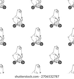 Dibujados a mano patrones sin fisuras con garabatos de temática animal en un estilo limpio de arte lineal en blanco y negro. Cada diseño repetible incluye ilustraciones lindas y simples adecuadas para fondos, textiles
