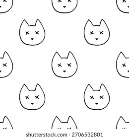 Dibujados a mano patrones sin fisuras con garabatos de temática animal en un estilo limpio de arte lineal en blanco y negro. Cada diseño repetible incluye ilustraciones lindas y simples adecuadas para fondos, textiles