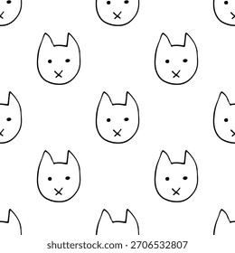 Dibujados a mano patrones sin fisuras con garabatos de temática animal en un estilo limpio de arte lineal en blanco y negro. Cada diseño repetible incluye ilustraciones lindas y simples adecuadas para fondos, textiles