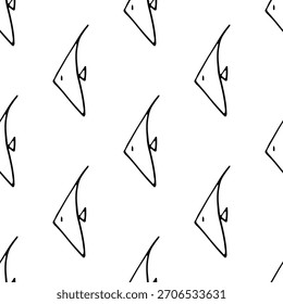 Dibujados a mano patrones sin fisuras con garabatos de temática animal en un estilo limpio de arte lineal en blanco y negro. Cada diseño repetible incluye ilustraciones lindas y simples adecuadas para fondos, textiles